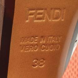 Fendi White/Orange Lizard Embossed and Patent Leather Cut Out T-Strap Sandals Size 38