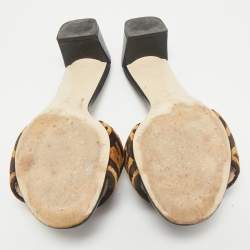 Fendi Brown Zucca Velvet Slide Sandals Size 38.5