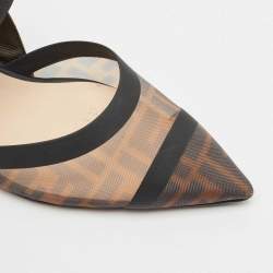 Fendi Multicolor Canvas and Mesh Colibri Slingback Pumps Size 42