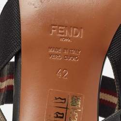 Fendi Multicolor Canvas and Mesh Colibri Slingback Pumps Size 42