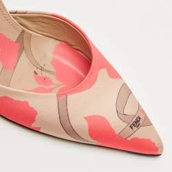 Fendi Brown/Pink Leather and Canvas  Fendi First Slingback Pumps Size 38