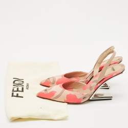 Fendi Brown/Pink Leather and Canvas  Fendi First Slingback Pumps Size 38