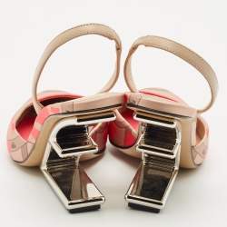 Fendi Brown/Pink Leather and Canvas  Fendi First Slingback Pumps Size 38