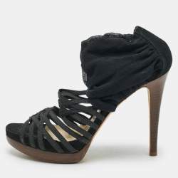 Fendi Black Elastic and Jersey Strappy Sandals Size 36