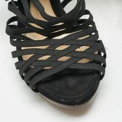 Fendi Black Elastic and Jersey Strappy Sandals Size 36