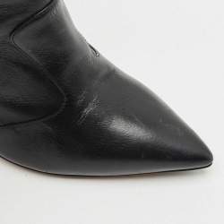 Fendi Black Leather And Stretch Knit Fabric Rockoko Ankle Boots Size 38.5