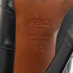 Fendi Black Leather And Stretch Knit Fabric Rockoko Ankle Boots Size 38.5