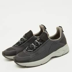 Fendi Dark Grey/Black Knit Fabric Faster Slip On Low Top Sneakers Size 40