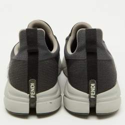 Fendi Dark Grey/Black Knit Fabric Faster Slip On Low Top Sneakers Size 40