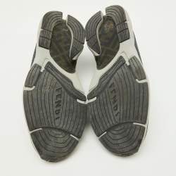 Fendi Dark Grey/Black Knit Fabric Faster Slip On Low Top Sneakers Size 40