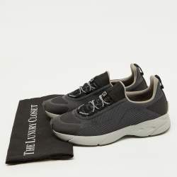 Fendi Dark Grey/Black Knit Fabric Faster Slip On Low Top Sneakers Size 40