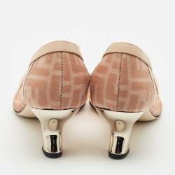 Fendi Light Pink/Brown Zucca Mesh and Leather Colibri Pumps Size 38