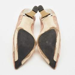 Fendi Light Pink/Brown Zucca Mesh and Leather Colibri Pumps Size 38