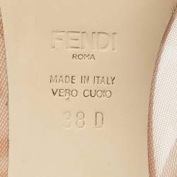 Fendi Light Pink/Brown Zucca Mesh and Leather Colibri Pumps Size 38