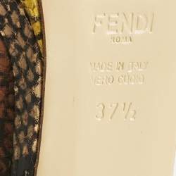 Fendi Brown Python Embossed Leather Peep Toe Platform Pumps Size 37.5