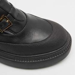 Fendi Black Leather Delfina Biker Boots Size 38