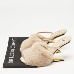 Fendi Brown Mink Fur and Leather Fendi First Ankle Strap Sandals Size 39