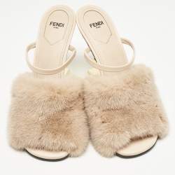 Fendi Brown Mink Fur and Leather Fendi First Ankle Strap Sandals Size 39