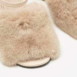 Fendi Brown Mink Fur and Leather Fendi First Ankle Strap Sandals Size 39