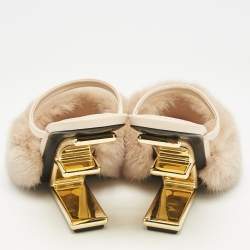 Fendi Brown Mink Fur and Leather Fendi First Ankle Strap Sandals Size 39