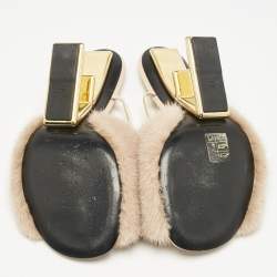 Fendi Brown Mink Fur and Leather Fendi First Ankle Strap Sandals Size 39