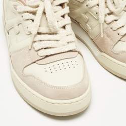 مملوكة مسبقًا Fendi Two Tone Leather and Suede Logo FF Match Low Top Sneakers Size 39