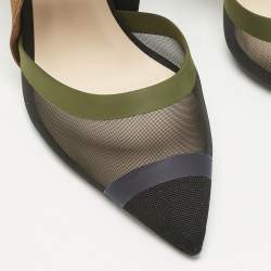 Fendi Multicolor Canvas and Mesh Colibri Slingback Pumps Size 41