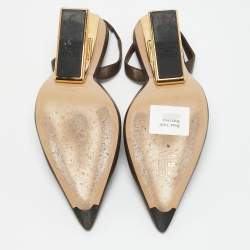 Pre Owned Fendi Brown Leather Fendi First Slingback Pumps Size 40