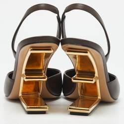 Pre Owned Fendi Brown Leather Fendi First Slingback Pumps Size 40
