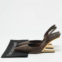 Pre Owned Fendi Brown Leather Fendi First Slingback Pumps Size 40
