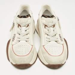 Fendi Beige Mesh and Suede Flow Sneakers Size 38