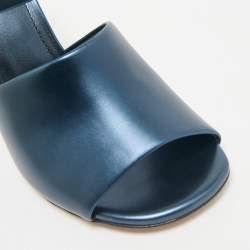 Fendi Metallic Blue Leather Fendi First Slide Sandals Size 38