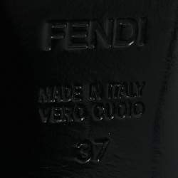 Pre Owned Fendi Black Leather Fendista Bow Peep Toe Slingback Platform Pumps Size 37