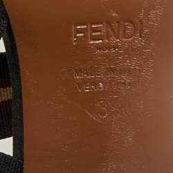 Fendi Brown/Black Fabric and Zucca Mesh Colibri Slingback Pumps Size 39