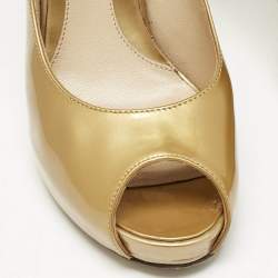 Fendi Gold Patent Leather Platform Pumps Size 37