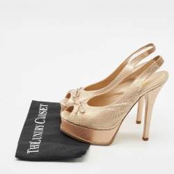 Fendi Beige Python Leather Fendista Peep Toe Platform Slingback Pumps Size 39