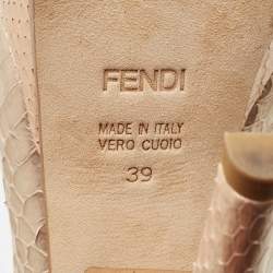 Fendi Beige Python Leather Fendista Peep Toe Platform Slingback Pumps Size 39