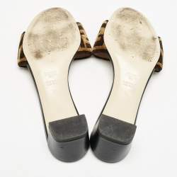 Fendi Black/Brown Zucca Velvet Slide Sandals Size 39