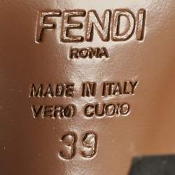 Fendi Brown/Black Zucca Mesh and Fabric Colibri Slingback Pumps Size 39