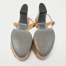 Fendi Brown Leather Duo Platform Sandals Size 37