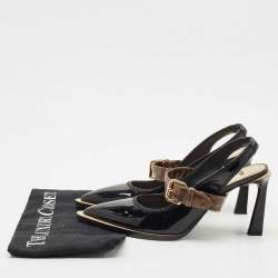 Fendi Black Patent Leather fframe Slingback  Pumps Size 37