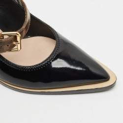 Fendi Black Patent Leather fframe Slingback  Pumps Size 37