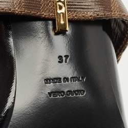 Fendi Black Patent Leather fframe Slingback  Pumps Size 37