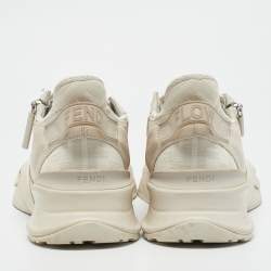 Fendi White Zucca Fabric and Leather Flow Low Top Sneakers Size 37