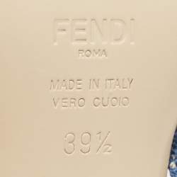 Fendi Navy Blue Zucca Denim Colibri Slingback Pumps Size 39.5