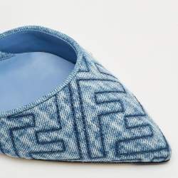 Fendi Navy Blue Zucca Denim Colibri Slingback Pumps Size 39.5