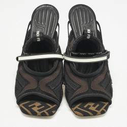 Fendi Multicolor Neoprene and Mesh Freedom FF Patchwork Slingback Sandals Size 38.5