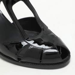 Fendi Black Patent Leather Chameleon Ankle Strap Sandals Size 36
