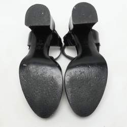 Fendi Black Patent Leather Chameleon Ankle Strap Sandals Size 36
