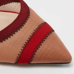 Fendi Multicolor Canvas and Mesh Colibri Slingback Pumps Size 41